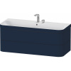 DURAVIT Happy D.2 Plus c-bonded závesná skrinka s nábytkovým umývadlom s dvomi otvormi, 2 zásuvky, 1175 x 490 x 480 mm, nočná modrá matná lakovaná, HP4639E98980000