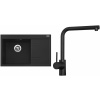 Set Sinks G5574 (dřez Rim 780 L Metalblack 74 levý + baterie Elka Černá matná)