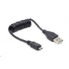 Kabel USB A Male/Micro B Male, 0.6m,kroucený,černý CC-mUSB2C-AMBM-0.6M Gembird