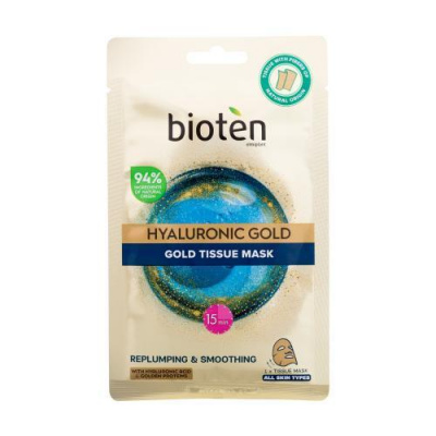Bioten Hyaluronic Gold Tissue Mask textilná maska s kyselinou hyalurónovou a zlatými proteínmi 25 ml pre ženy