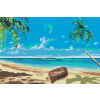 Vymalujsisam.sk Maľovanie podľa čísiel - Loďka na pláži Veľkosť: 40x60cm, Rám: Bez rámu, iba zrolované plátno