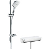 HANSGROHE Raindance Select E nástenný sprchový termostat Ecostat Select, ručná sprcha 3jet 120 x 120 mm, sprchová tyč 65 cm, jazdec, miska na mydlo a sprchová hadica 160 cm, biela/chróm, 27038400