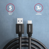AXAGON BUCM3-AM15AB, SPEED kabel USB-C USB-A, 1.5m, USB 3.2 Gen 1, 3A, ALU, oplet, černý BUCM3-AM15AB