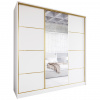MEBLINE Skriňa s posuvnými dverami so zrkadlom TRIVI A 200 biela / zlaté lemovanie