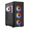 Aerocool PC skriňa AeroCool Designer-G-BK-v2, so 4 pČervenáinštalovanými ventilátormi RGB, základná doska ATX Micro-ATX a Mini-ITX, bočné okno z tvrdeného skla, čierna