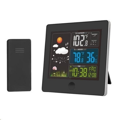 Solight TE80 meteostanice, barevný LCD, teplota, vlhkost,RCC, černá TE80