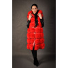 Dámska kožušinová vesta GILET3 LONG-Red-42 S