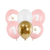 PartyDeco Balóniky latexové prvé narodeniny Slon sv.ružový 30 cm