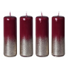 Valec advent 4ks 40x120 mm Gliter zlatý, bordová sviečka