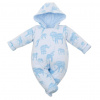 Zateplená dojčenská kombinéza s kapucňou Baby Service Slony modrá 74 (6-9m)