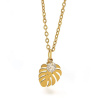 Victoria Filippi Stainless Steel Náhrdelník se zirkonem Monstera Leaf Gold - chirurgická ocel NH1344/46 Zlatá 45 cm + 5 cm (prodloužení)