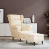zahrada-XL Kreslo wingback s podnožkou krémové zamatové 3115940