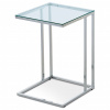 Autronic Prístavný stolík 40x40x60 cm, sklenená doska, kovová chrómovaná ponož 84056-06 CR
