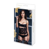 Craftenwood Čipkast Modrček in Steznik in Hlačke Set Ena Velikost Baci Lingerie BLW3100 Čierna (Jednotná veľkosť