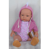 Realistické miminko - holčička - Menší Jenny ve fialové mikině s kapucí s kohoutem od firmy Lamagik (španělské miminko 39 cm)