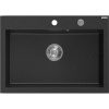 Mexen Elix, 1-korový granitový drez 700 x 500 mm, čierna/strieborná metalíza, chrómový sifón, 6526701005-73