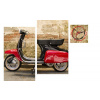 3-dielny obraz s hodinami, Motorka, 90x60cm