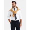 Módna biela hladká slim-fit košeľa V1 SHCS-0176