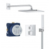 Grohe GROHTHERM CUBE sprchový set s podomítkovou termostatickou baterií, horní sprcha, ruční sprcha, hadice, držák, chrom