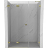 Mexen Lunar-F skladacie sprchové dvere ľavé 130 cm, priehľadné, zlaté - 836S-130-050-50-00-L
