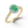 Zlatý dámsky prsteň DF 5888 v kombinácii žltého a bieleho zlata, smaragd s diamantmi