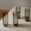 ferm LIVING Longdrink pohár Ripple, sivý, 300 ml, sklo, sada 4 ks - 100128112