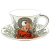 Home Elements Porcelánový hrnček 250 ml s tanierikom, Mucha svetlý
