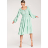 Mintové dámske midi šaty s odhalenými ramenami M1169 Green ONE SIZE