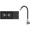 Set Sinks G22574 (dřez Perfecto 1160 DUO Metalblack 74 + baterie Elasta Nerez/Černá)
