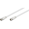 Kábel satelitný, koax F-konektor M/M 1.5m, 75 Ohm, 80dB, 2x tienený, CSS, biely