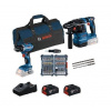 Bosch - 18V AKU súprava vŕtacieho skrutkovača GSR 18V-45 a vŕtacieho kladiva GBH 18V-22, s príslušenstvom, 2x aku 4,0 Ah Li-Ion, nabíjačka 0615V0003D