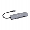VERBATIM Hub USB-C Pro Multiport 8 Port, 3x USB 3.2, 1x USB-C, 2xHDMI, microSD/SD, šedá (32151)