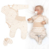 Zavinovacie body, polodupačky + rukavičky, 3D bavlnená sada Baby Stars, pastel beige 56 (1-2m)