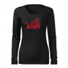 DRAGOWA Slim dámske tričko s dlhým rukávom RedNabis, čierna 160g/m2 - XXL