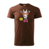 Sablio Tričko s potlačou Hipster Giraffe - hnědé 3XL