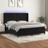 vidaXL Posteľ boxsping s matracom a LED čierna 160x200 cm zamat - Čierna - 177941-112090