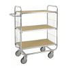 ESD, policový vozík typ KM, zinkovaný, 3 police, DxŠxV 1195 x 470 x 1120 mm, 4 kolieska, brzda