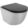 Mexen Lena WC misa Rimless s pomaly zatvárajúcou sa doskou slim, duroplast, čierna mat/strieborný vzor línie - 30224073