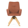 Židle jídelní s područkami, oranžová voděodpudivá látka, dubové nohy, otočná 360° DCH-C2148 ORA2