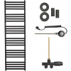 CERANO - Kúpeľňový radiátorový set Fulgidus - kombinované vykurovanie, wifi tyč - bočné jednobodové pripojenie - 765W - čierna matná - 1800x530 mm