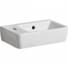 Geberit Selnova - Umývadielko 400x250 mm, s 1 otvorom na batériu vľavo, s prepadom, biela 501.518.00.1
