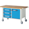 Pojazdný dielenský stôl, stojanové vyhotovenie ,pojazdné, 3 zásuvky, 1 dvere EUROKRAFTpro