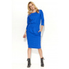 Dámske šaty s voľným strihom stredne dlhé modré - Modrá - Makadamové 42 Modrá