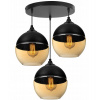 Light Home Závesné svietidlo Oslo, 3x čierne/medové sklenené tienidlo, o