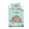 Posteľné obliečky - Sada podstielky karbotexu PTC215012C 160 x 200 cm odtiene zelenej (Pusheen Pusen Bedding Cat s medvedíkom 160x200)