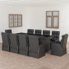 zahrada-XL 11dielny vonkajší jedálenský set so sedákmi polyratanový čierny 3059351