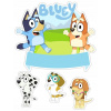 CUKROVÁ TLAČ Opłatek na Tort Cukrová hmota Bluey Bingo psíky + MENO