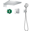 HANSGROHE Raindance E sprchový systém pod omietku s termostatom ShowerSelect Square, horná sprcha 1jet 300 x 300 mm, ručná sprcha 3jet, chróm, 27952000