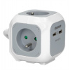 Predlžovací kábel 4G ORNO OR-AE-13144, 4x 230V, 2x USB nabíjací, prívod 1,4 m, sivá