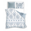 Posteľná Bielizeň Saténová 220x200 Pure Satin Mozaika Rozeta Modrá Popol